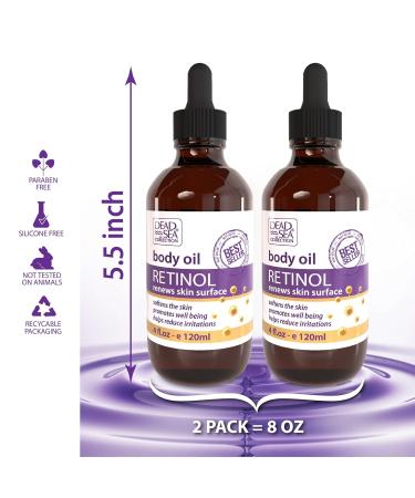 Dead Sea Collection Body Oil for Dry Skin - Retinol & Vitamin E Moisturizing Oil - Pack of 2 (4 Fl.Oz Each) - Buy Online on GoSupps.com