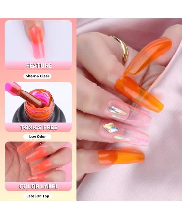 Noirwhite Jelly Gel Nail Polish 12 Pcs Glossy Trendy Colors Transparent Nail Polish Set Including Nude Pink Purple Green Blue Yellow Colors Jelly Nail Polish Kit UV LED Soak Off Gel Polish Home DIY Nail Art Salon Manicure Multifunctional Gel Polish Best G - Buy Online on GoSupps.com
