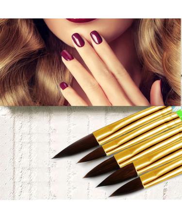5 Pcs Round Sable Acrylic Nail Brush Set - Nail Art Tool Set No.2/4/6/8/10 (Golden) - Buy Online on GoSupps.com