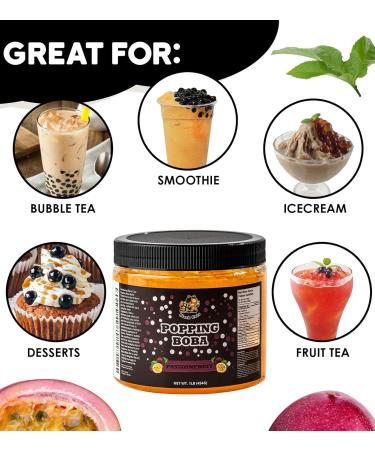 Popping Boba Pearls | 1LB (454g) | Bursting Tea Balls for Drinks Desserts Smoothies and Snack Toppings | Bubble Tea Tapioca Pearls Mix Kit (Passionfruit) - Buy Online on GoSupps.com