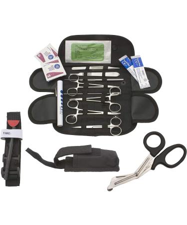 ASA TECHMED Tactical Black Survival First Aid Kit with One-Handed Tourniquet - 23 Piece Set for Hunting, Fishing, Firefighter, Police, EMT - Buy Online on GoSupps.com
