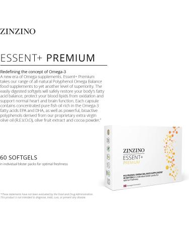 Zinzino - Essent+ Premium Advanced Polyphenol Omega Balance with Fish Oil Glycerin Cold-Pressed Extra Virgin Olive Oil Vitamin D - 60 Softgels - Buy Online on GoSupps.com