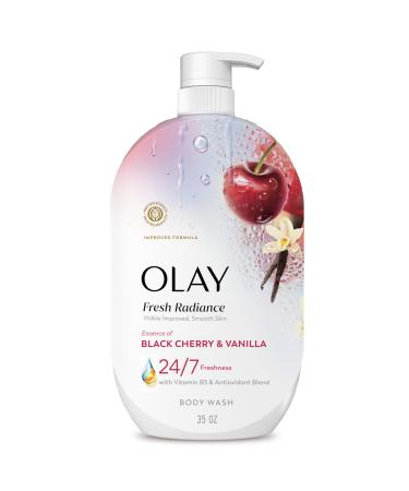 Olay Body Wash for Women Fresh Radiance 24/7 Skin-Loving Freshness Visibly Radiant Plant Based Cleansers Vitamin B3 & Antioxidant Blend For All Skin Types Black Cherry & Vanilla Scent 35 fl oz