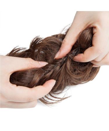 Buy Silk-Co Hair Part with Rubber Band | Wavy Soft Hair Extensions for Messy Bun Updos Medium Brown & Red-Brown (35g) - Buy Online on GoSupps.com