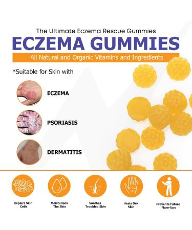 Buy Sugar-Free Eczema Treatment Gummies | USA-Made 10x Effective 20+ Vitamins for Eczema Psoriasis & Dermatitis - Healthy Skin Relief (60 Gummies - Buy Online on GoSupps.com
