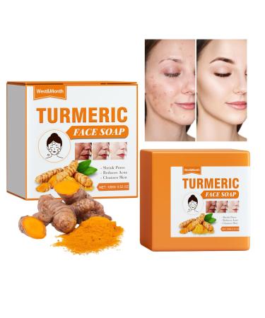 Turmeric Soap for Dark Spots Natural Organic Turmeric Soap Bar for Face & Body Turmeric Face Soap Reduces Acne Deep Cleansing & Smooth Skin All Skin Types for Men and Women