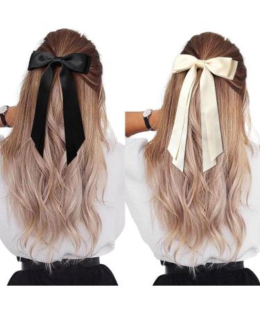 2 Pack Bow Hair Clips with Long Tail Ribbon Hair Bows for Women Elegant Tassel Hair Bow Clips Bowknot Barrettes Hair Accessories for Girls Teens - Buy Online on GoSupps.com