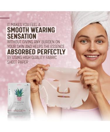 Korean Sheet Face Mask Skin Care Aloe Vera Deep Hydration Anti Aging Anti Wrinkle Deep Moisturizing Facial Mask Set (10 Pack) - Buy Online on GoSupps.com