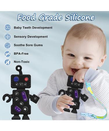 HHMY Robot Shape Silicone Teething Toy for Babies 0-36 Months - Baby Teether Sensory Toy for Infant - POP Fidget Teething Toy - Buy Online on GoSupps.com