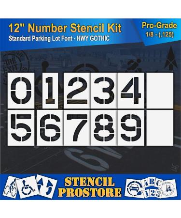 Pavement Stencils - 12 inch Number KIT Stencil Set - (12 Piece) - 12 x 9 x 1/8 (128 mil) - Pro-Grade Pro-Grade - 1/8 (126 mil) thick - Buy Online on GoSupps.com