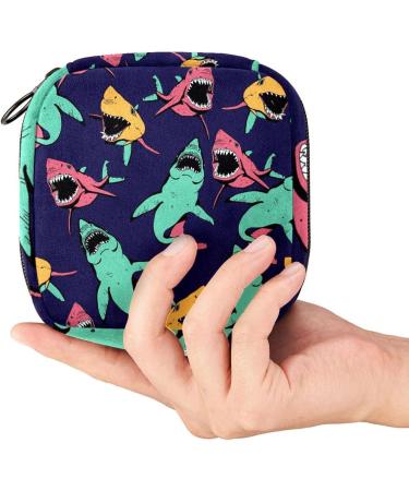 Angry Shark Sanitary Napkin Storage Bag - Sea Life Pattern Menstrual Cup Pouch - Buy Online on GoSupps.com