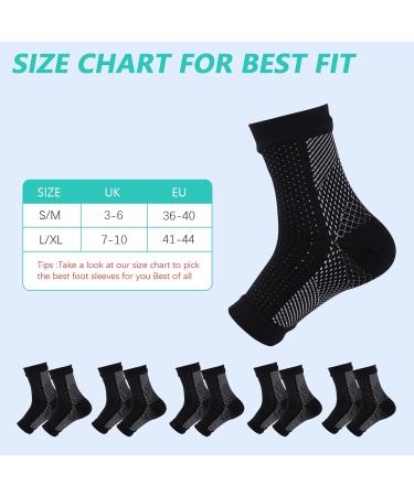 Compression Socks for Neuropathy & Plantar Fasciitis - 5 Pairs Medical Ankle Support Brace for Pain Relief - Breathable Anti-Slip Design (Black S/M) - Buy Online on GoSupps.com