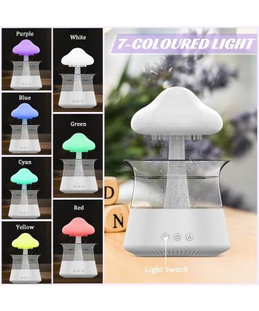3-in-1 Rain Cloud Humidifier & Essential Oil Diffuser | Remote Control, White Noise, Timer Off | 7 Colors | Bedroom Air Humidifiers - White - Buy Online on GoSupps.com