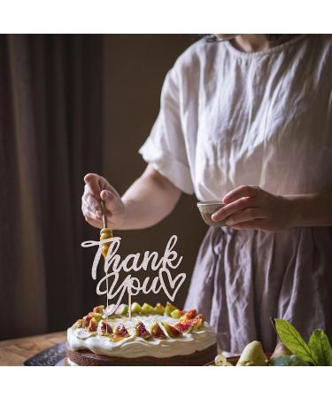 1 Piece Thank You Cake Decoration Glitter Thank You Cake Decoration Thanksgiving Day Cupcake Decorations Wedding Anniversary Birthday Party Silver New Silver - Buy Online on GoSupps.com