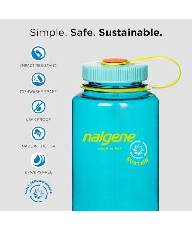 Nalgene Unisex Adult Wide Mouth Sustain Bottle 1L - Eco-Friendly Cerulean | International Shipping Available - Buy Online on GoSupps.com