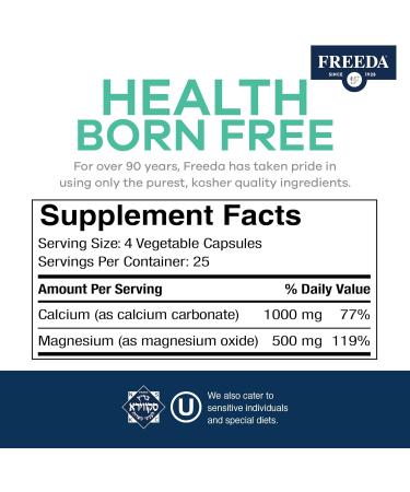 Freeda Super Cal/Mag Calcium Magnesium - 250 Capsules - Vegetarian/Vegan Bone & Joint Support Supplement - Buy Online on GoSupps.com