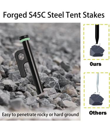 Tent Stake with Hammer 12-Pack 10in Heavy Duty Tent Stakes + 10in Tent Stakes Hammer+Storage Pouch Forged Steel Tent Stakes for Camping Used on Rocks Grassland (Tent Stakes+Hammer) Tent Stakes and Hammer - Buy Online on GoSupps.com