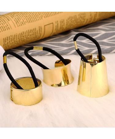 Metal Circle Hair Cuff Set - 3 Styles (Gold) | Elastic Hair Bands for Women & Girls - Buy Online on GoSupps.com