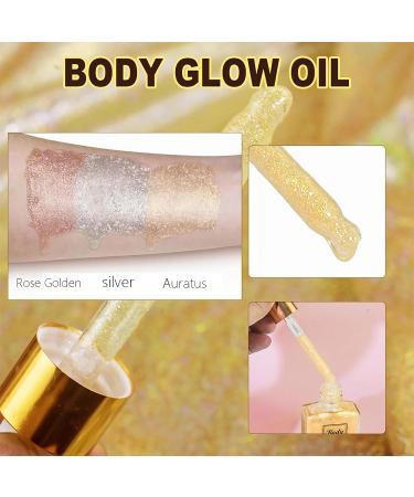  Aicocodida Glitter Face Oil Long Lasting Shiny Cheek Makeup Body Glow Shimmer Lotion 30ml (Rose Gold) - Buy Online on GoSupps.com
