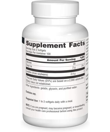 Source Naturals Lecithin 1200 mg - 200 Softgels | Supports Brain & Heart Health - Buy Online on GoSupps.com