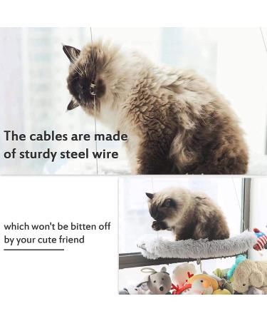 HlinZoom Cat Window Hammock with Fluffy Blanket | Easy to Assemble Cat Perch | Indoor Sunbathe Resting Seat - Light Gray - Buy Online on GoSupps.com