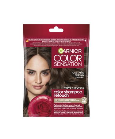 Garnier Color Shampoo Retouch Permanent Hair Color Chestnut - 100% Grey Coverage - Lasts Up to 4 Weeks