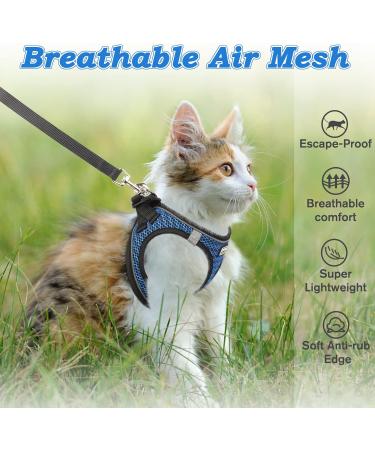 Escape Proof Cat Harness & Lead - Adjustable Reflective Kitten Vest for Outdoor Walking - Comfortable & Easy to Control - Blue XS - Buy Online on GoSupps.com