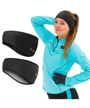 Winter Ear Warmer Headband for Women and Men - Fleece Stretchy Thermal Ear Muffs for Running Hiking Ski Cycling Jogging 2 Pack Color 2