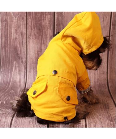 Medium Yellow Dog Raincoat Jacket with Zip-Up Hoodie | Water Resistant Stylish Dog Raincoats - Buy Online on GoSupps.com