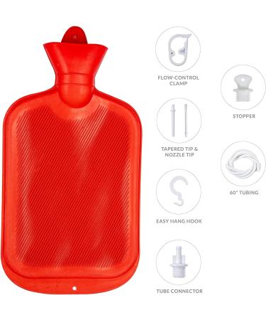 Coloring Bag Set for Enema - 2 Quart with 1.5m Hose Adjustable Flow Clamp & Tips - Intestinal Cleaning Solutions - Buy Online on GoSupps.com