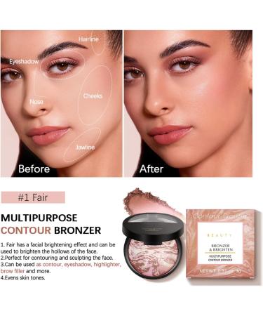 Baked Powder Foundation Setting & Finishing Powder for Long-lasting Natural Makeup - Oil Control Brightening and Lightweight Formula (#1 Fair contour) 11 g (Pack of 1) #1 Fair - Buy Online on GoSupps.com
