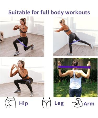 Folai Resistance Tapes Set - 5 Fitness Bands | 100% Natural Latex for Muscle Building Yoga & Gymnastics | German Instructions & Storage Bags - Purple - Buy Online on GoSupps.com
