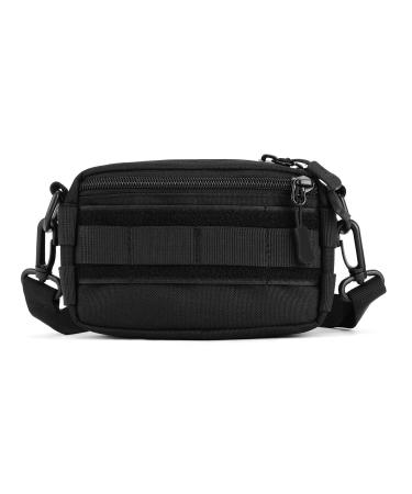 HUNDVP Small Molle Tactical Utility Pouch EDC Additional bag Military Pouch Molle Mini Tool bag for backpack Multifunctional shoulder bag crossbody shoulder bag for hiking camping black