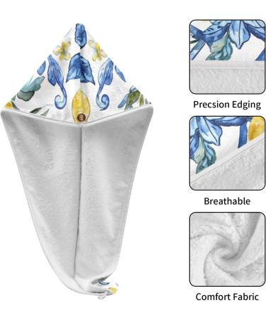 Watercolor Lemons Hair Towel 2 Pack - Super Absorbent Quick Dry Hair Turbans for Women & Girls - Buy Online on GoSupps.com