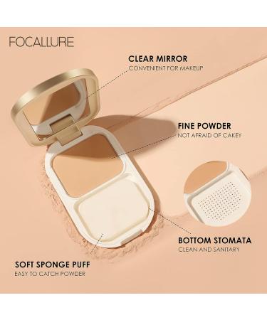 FOCALLURE Poreless Pressed Powder - Mineral Finishing Foundation, Ivory 101 | Matte Finish, Buildable Coverage | Controls Shine & Smooths Complexion - Buy Online on GoSupps.com