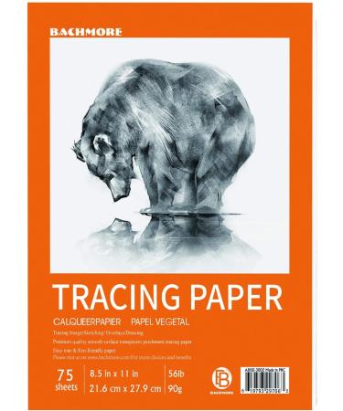 Translucent Vellum Paper, Bachmore 8.5x11 inches Tracing Pad, 75 Sheets for Pencil, Marker and Ink - Trace Images, Printable, Sketch, Preliminary Drawing, Overlays 56 LB / 90 GSM (1 Pack) - Buy Online on GoSupps.com