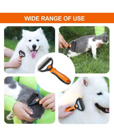 Vigime 2-Page Undercoat Rake | Dog & Cat Brush for Easy Hair Removal | Safe Mat & Matter Remover (Orange) - Buy Online on GoSupps.com