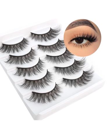 Buy Cat Eye 3D Faux Mink Eyelashes - 5 Pairs of Soft Fluffy Reusable Strip Lashes | Naturally Stunning | Nerwimzen by Glowing Win - Buy Online on GoSupps.com