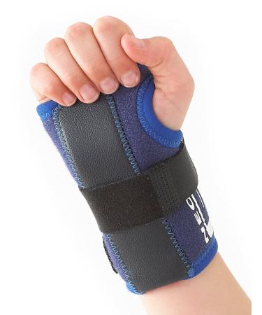 Neo G Wrist Brace for Kids - Stabilized Support for Carpal Tunnel Juvenile Arthritis Joint Pain Tendonitis Hand Sprains - Adjustable Compression - Class 1 Medical Device - One Size - Left - Blue