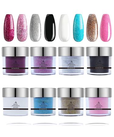Dip Powder Nail Set, 8 Colors Glitter Dipping Powder Nails System for French Nail Manicure Nail Art Starter, Not UV/LED Nail Lamp Needed - Buy Online on GoSupps.com