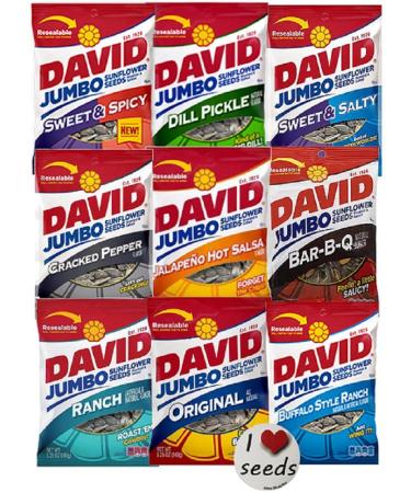 David Sunflower Seeds 9 Pack Variety (5.25 Ounce each) Includes Bonus Magnet