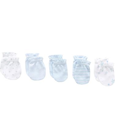 5pcs Newborn Baby Hat and Mittens Set - 100% Cotton, Blue, for Boys and Girls 0-6 Months - Buy Online on GoSupps.com