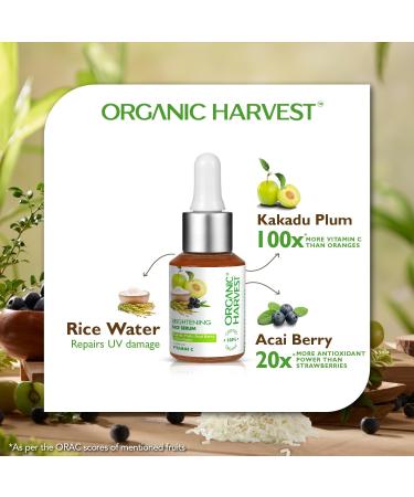 Organic. Harvest Brightening Face Serum for Glowing Skin: Kakadu Plum Acai Berry & Rice Water | Vitamin C Serum for Women & Men | Deeply Nourishes & Protects | For All Skin Types - 30ml - Buy Online on GoSupps.com