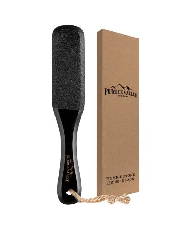 Pumice Stone Foot Scrubber - Pedicure Foot File with Handle for Dry Dead Skin - Callus Remover for Feet - Foot Scraper - Exfoliating Brush for Heels, Elbows, Hands Black