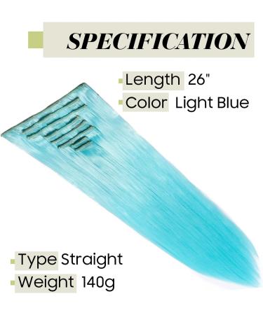 S-noilite 26 Long Sky Blue Clip in Hair Extensions - 8 Piece 18 Clips Hairpiece - Buy Online on GoSupps.com