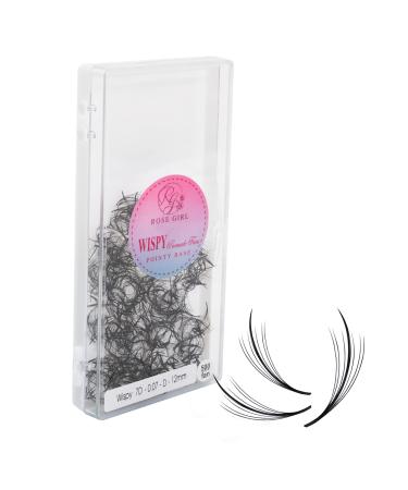 ROSE GIRL 500 Loose Wispy Lashes Volume Fan - Individual Lashes Fake Eyelashes Extension - Lashes Natural Look - Handmade Eyelash Extension Kit - 5D/7D/9D   C CC D Curl Thickness 0.05   0.07mm - 9   16mm Length (Wispy 7D...
