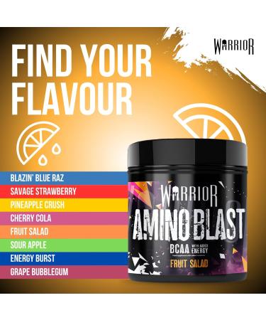 Warrior Amino Blast 270g BCAA Powder Branched Chain Amino Acids Supplement Intra Workout & Recovery Energy Drink 30 Servings (Fruit Salad) - Buy Online on GoSupps.com