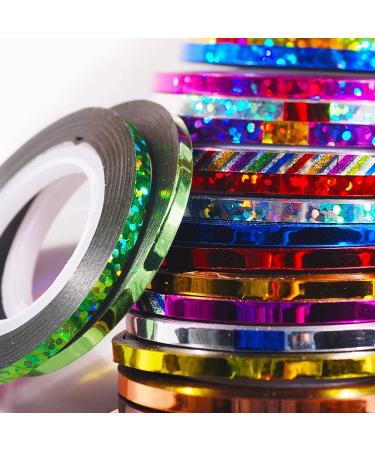 Glitter Nail Art Striping Tape Set - 5 Rolls, 3mm Width with Dispenser - DIY Self-Adhesive Foil for Nail Art Designs - Buy Online on GoSupps.com