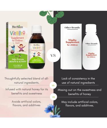HERBION Naturals Vitality Supplement for Children Promotes Growth and Appetite Relieves Fatigue Improves Mental & Physical Performance for Kids 1 Year & Above 5 Fl Oz (Pack of 2) - Buy Online on GoSupps.com