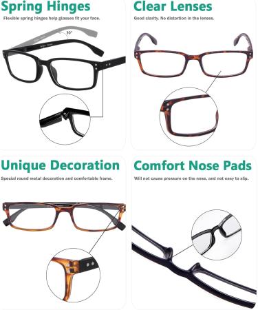 Eyekepper 5-Pack Classical Spring-Hinge Reading Glasses | Includes 2pcs Computer Glasses | +2.0 +2.00 | International Shipping Available - Buy Online on GoSupps.com